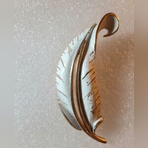 Gold and White Leaf Brooch    Bundle and Save with 3 for $20